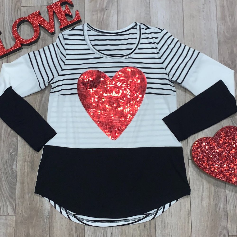 Valentine Day Sequin embellished Heart Shirt - Picture 5 of 7